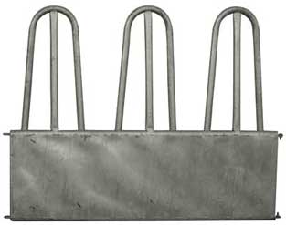 Gerades Palisadenfre&szlig;gitter mit 3 Palisaden und 2 Fre&szlig;pl&auml;tzen